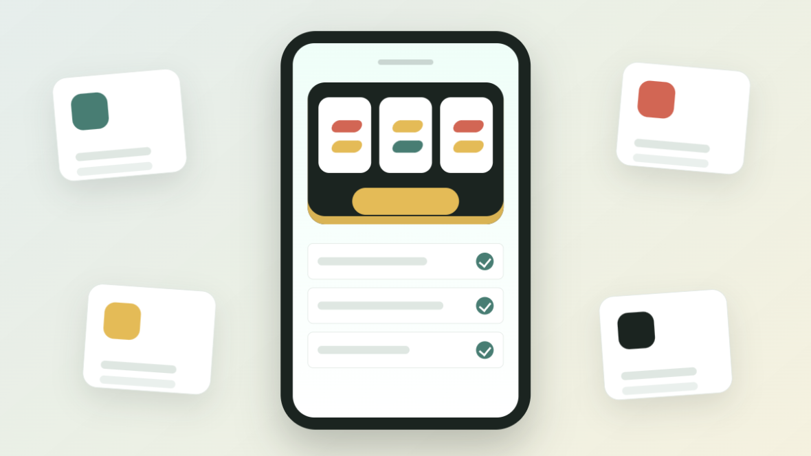 Illustration of a mobile phone showing free demo slot reels and tap-friendly controls